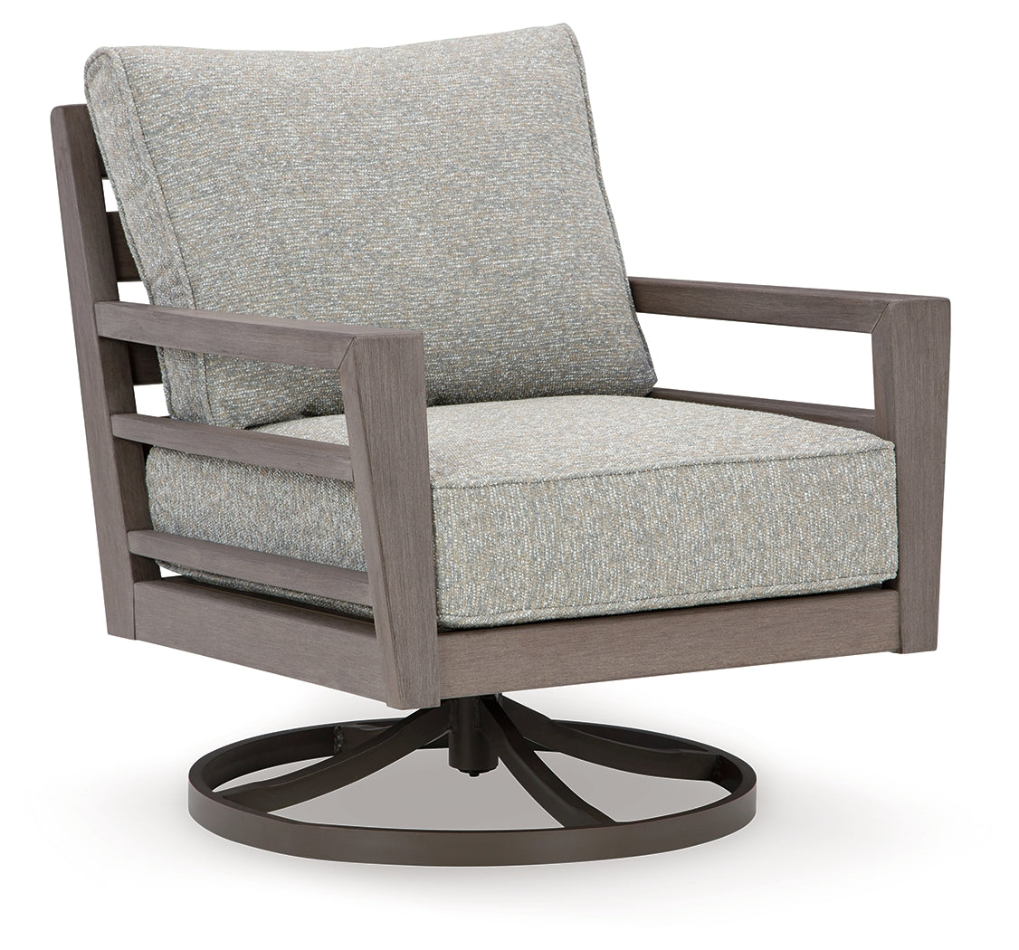 Hillside Barn Gray/Brown Outdoor Swivel Lounge with Cushion from Ashley - Luna Furniture