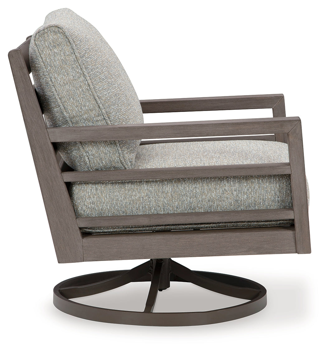 Hillside Barn Gray/Brown Outdoor Swivel Lounge with Cushion from Ashley - Luna Furniture