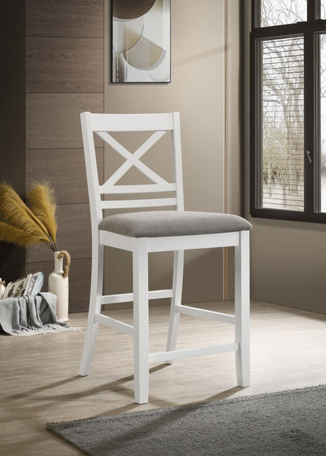 Hollis X-Back Counter Height Dining Chairs White and Grey (Set of 2) - 122249 - Luna Furniture