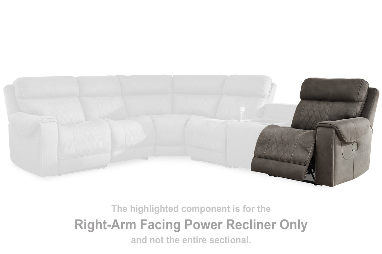 Hoopster Gunmetal Right-Arm Facing Power Recliner from Ashley - Luna Furniture