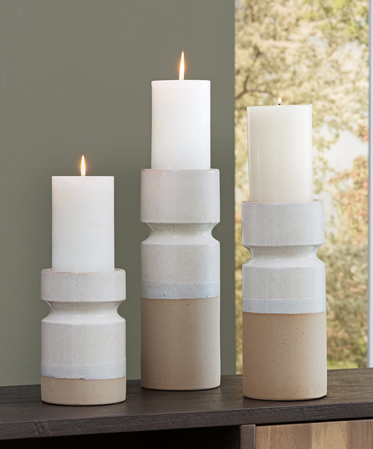 Hurston Ivory/Brown Candle Holder from Ashley - Luna Furniture