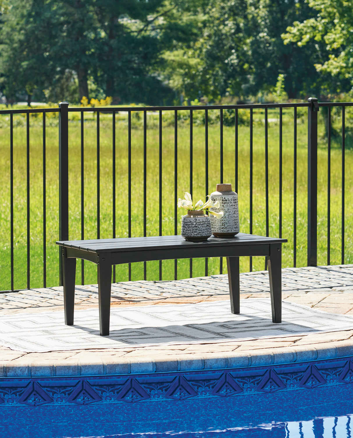 Hyland wave Black Outdoor Coffee Table from Ashley - Luna Furniture