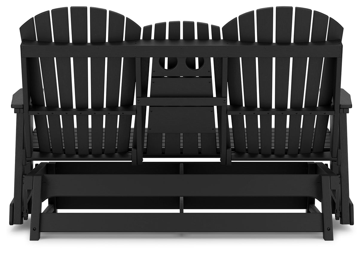 Hyland wave Black Outdoor Glider Loveseat from Ashley - Luna Furniture