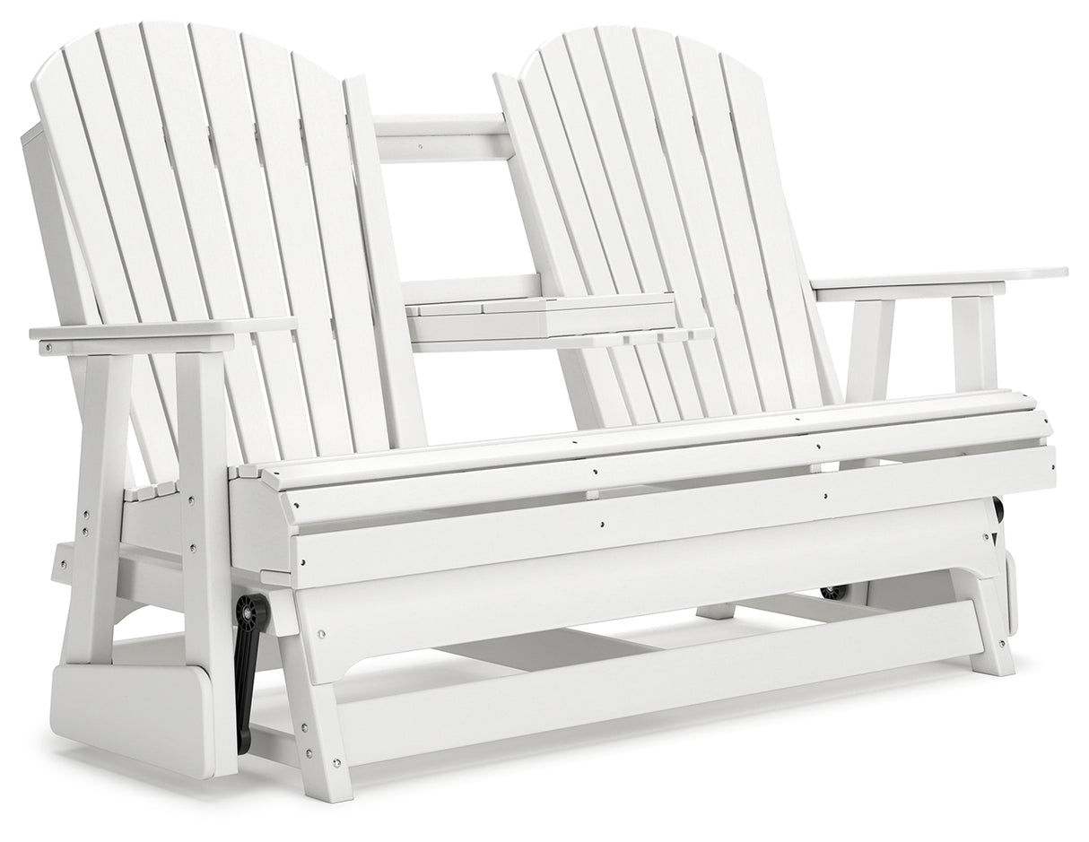 Hyland wave White Outdoor Glider Loveseat from Ashley - Luna Furniture