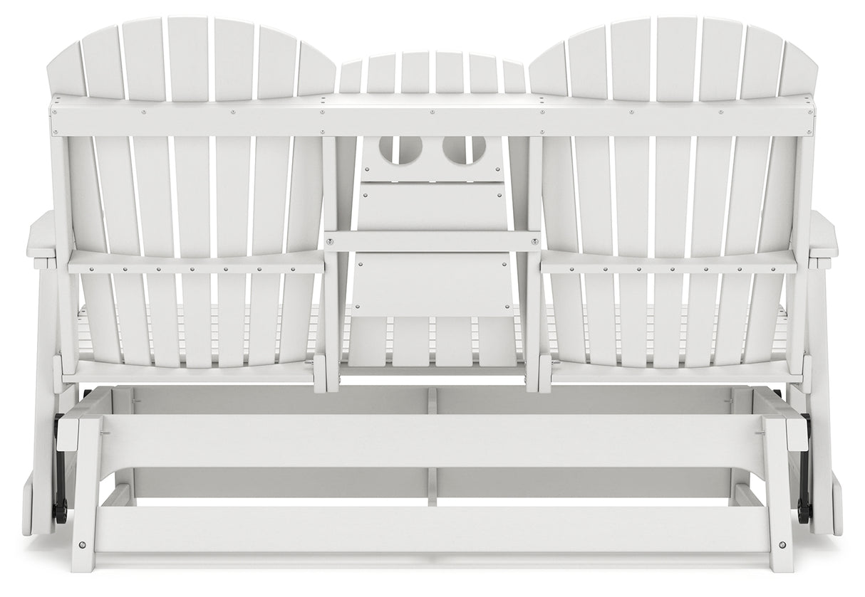 Hyland wave White Outdoor Glider Loveseat from Ashley - Luna Furniture
