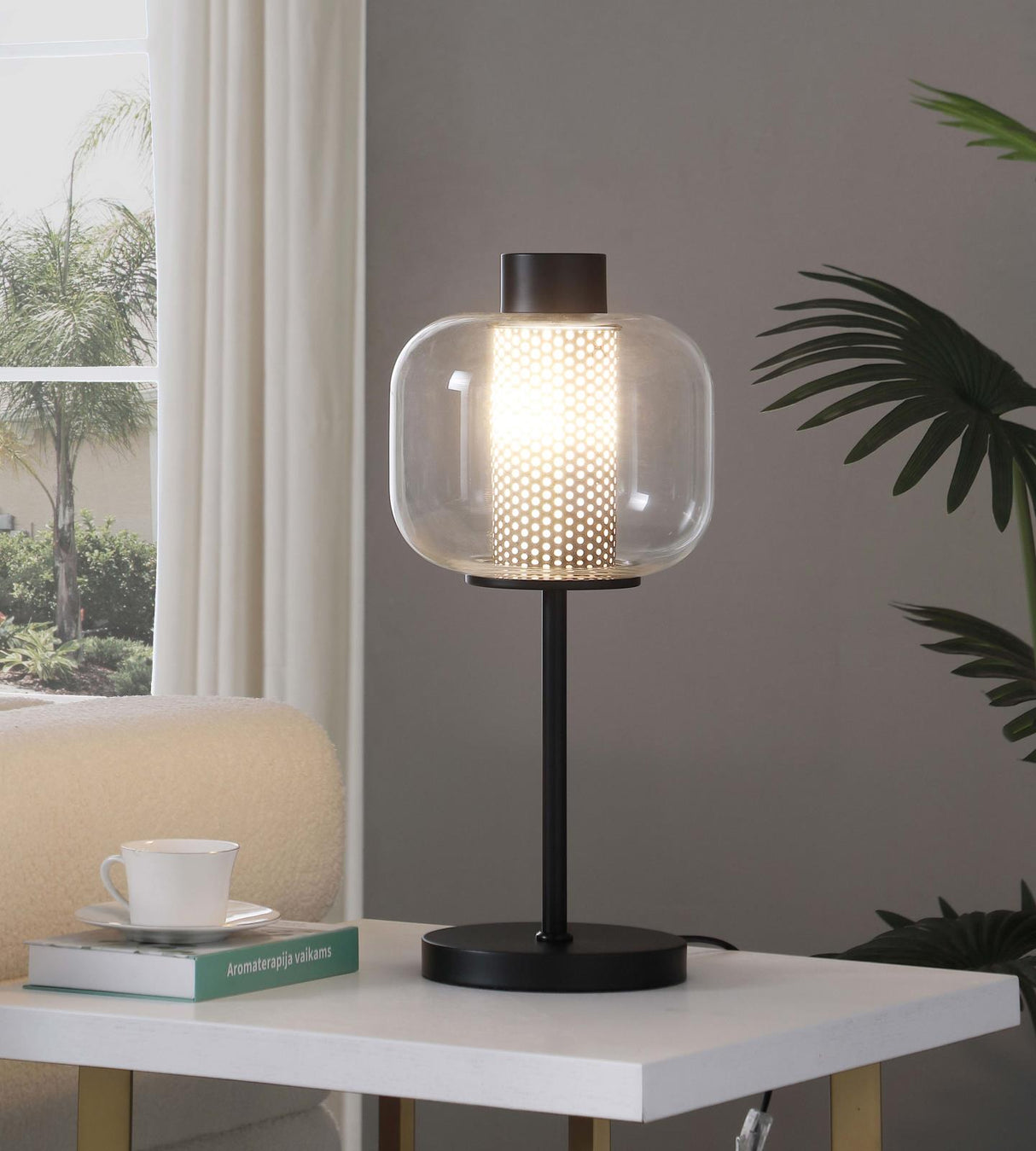 Ingrid Black Glass Shade Bedside Table Lamp from Coaster - Luna Furniture