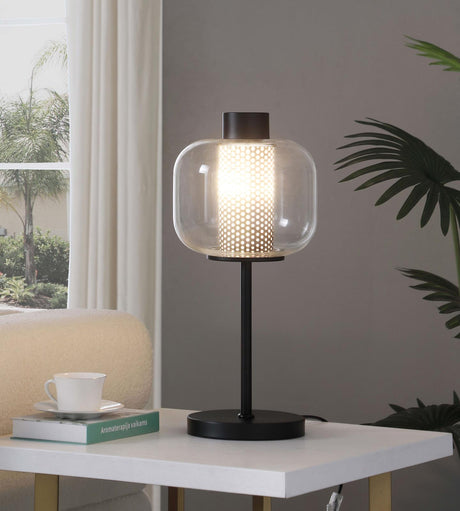 Ingrid Glass Shade Bedside Table Lamp Black - 920211 - Luna Furniture