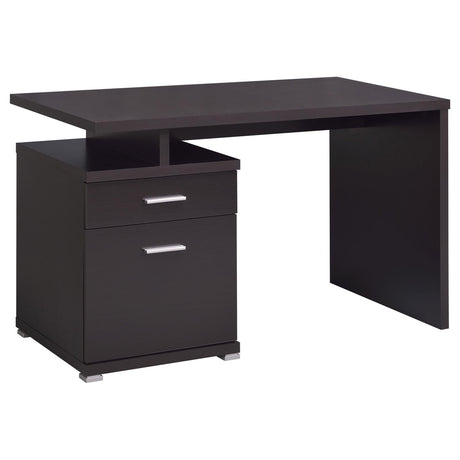 Irving 2-drawer Office Desk with Cabinet Cappuccino - 800109 - Luna Furniture