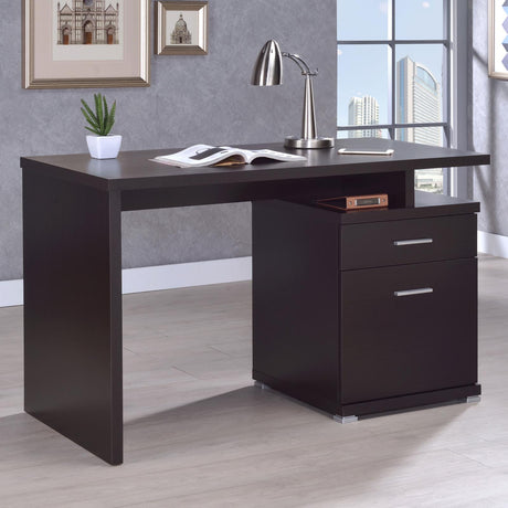 Irving 2-drawer Office Desk with Cabinet Cappuccino - 800109 - Luna Furniture