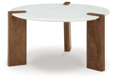 Isanti White/Brown Coffee Table - T652-8 - Luna Furniture