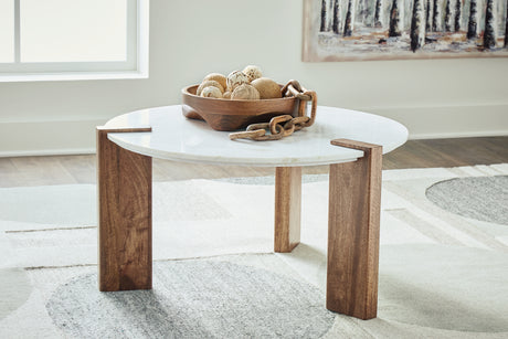 Isanti White/Brown Coffee Table - T652-8 - Luna Furniture