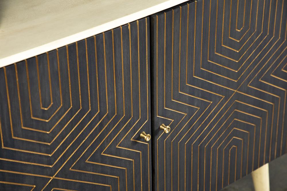 Ixora White Washed and Black 2-Door Accent Cabinet from Coaster - Luna Furniture