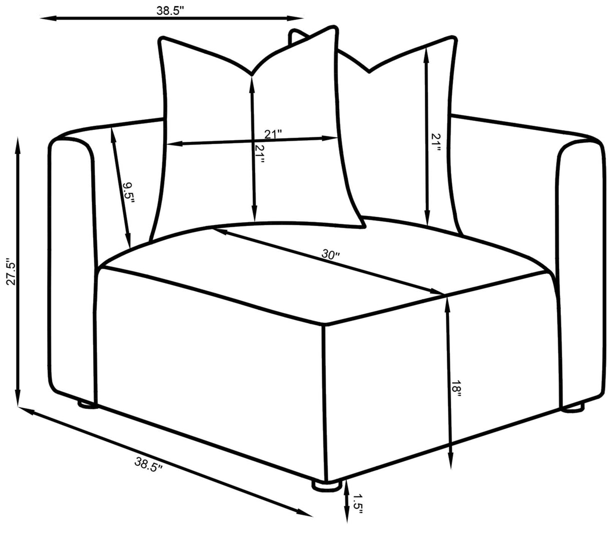Jennifer Tight Seat Corner Chair Grey from Coaster - Luna Furniture