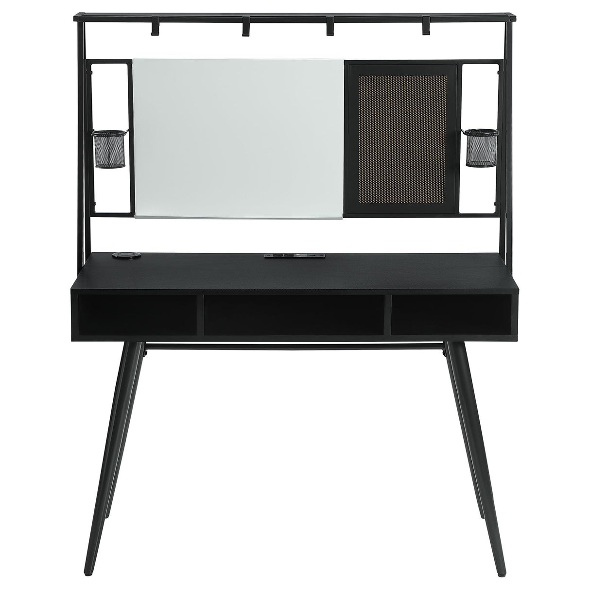 Jessie Black and Gunmetal Writing Desk with USB Ports from Coaster - Luna Furniture