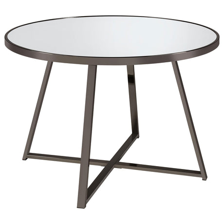 Jillian Round Dining Table with Tempered Mirror Top Black Nickel - 120630 - Luna Furniture