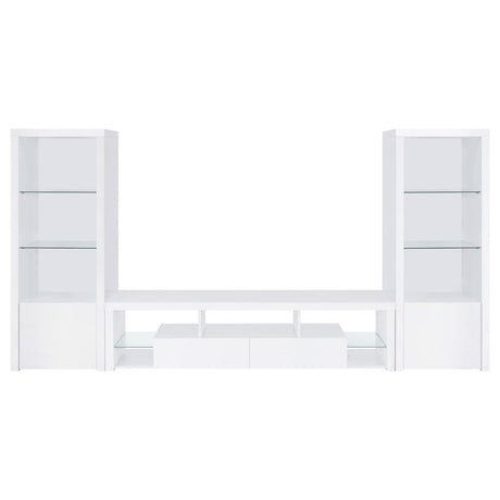 Jude 3-piece Entertainment Center With 71" TV Stand White High Gloss - 704251-SET - Luna Furniture