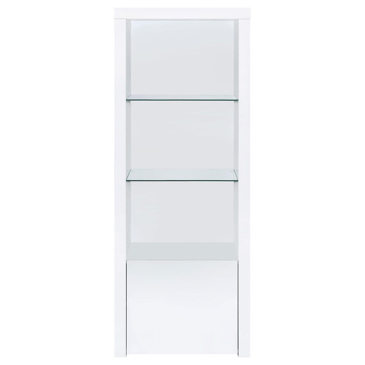 Jude White High Gloss 3-Shelf Media Tower With Storage Cabinet from Coaster - Luna Furniture