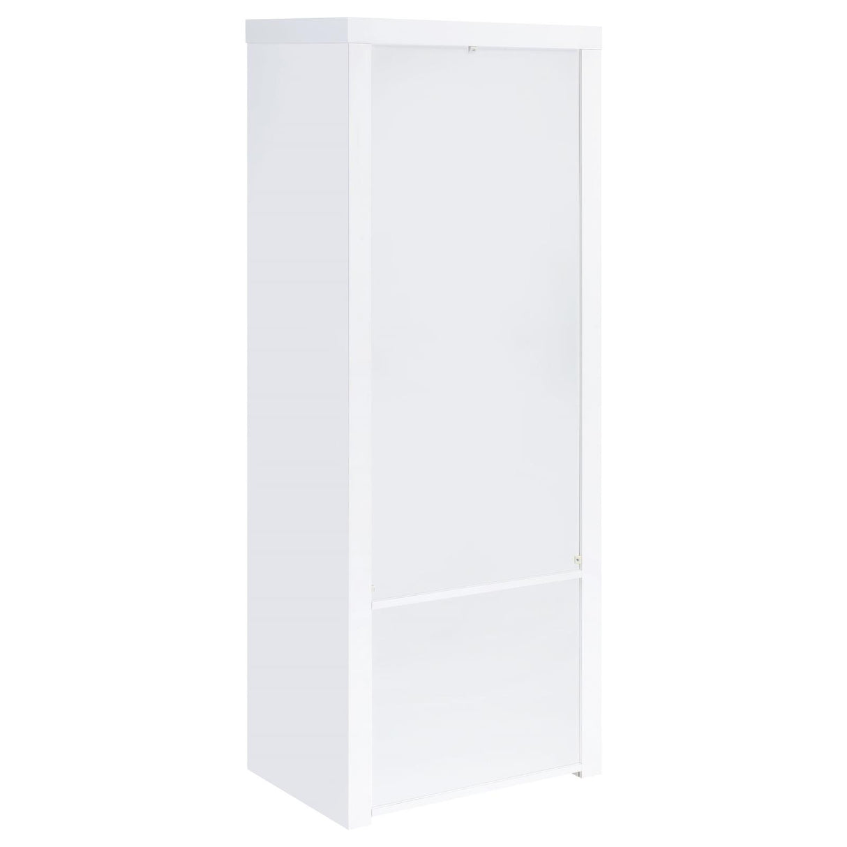 Jude White High Gloss 3-Shelf Media Tower With Storage Cabinet from Coaster - Luna Furniture