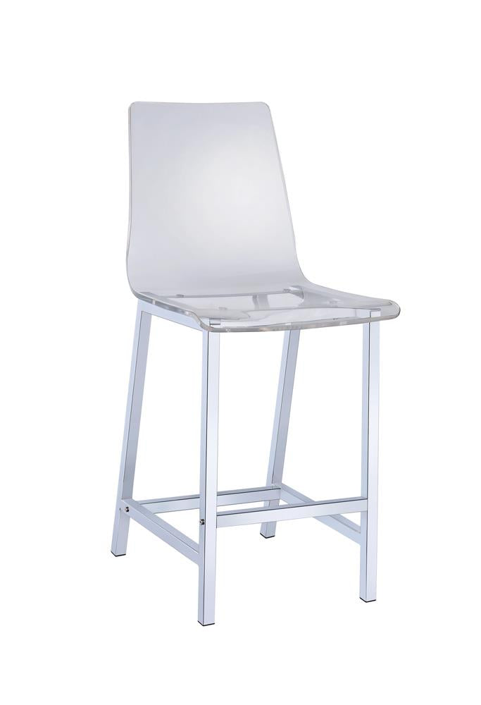 Juelia Chrome and Clear Acrylic Counter Height Stools, Set of 2 from Coaster - Luna Furniture