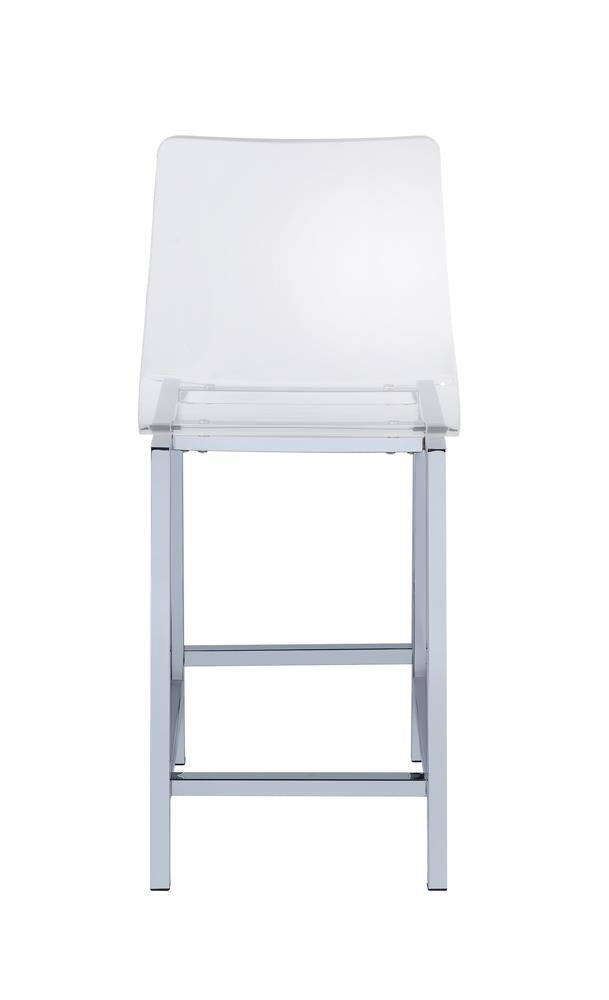 Juelia Chrome and Clear Acrylic Counter Height Stools, Set of 2 from Coaster - Luna Furniture