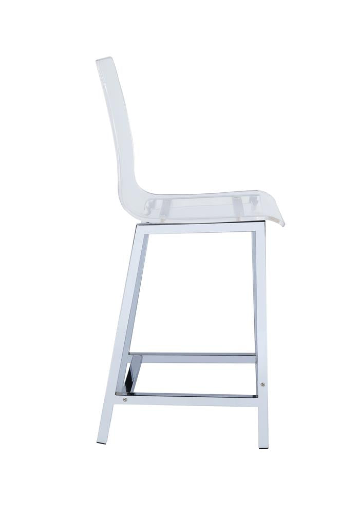 Juelia Chrome and Clear Acrylic Counter Height Stools, Set of 2 from Coaster - Luna Furniture