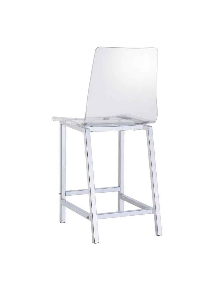 Juelia Chrome and Clear Acrylic Counter Height Stools, Set of 2 from Coaster - Luna Furniture