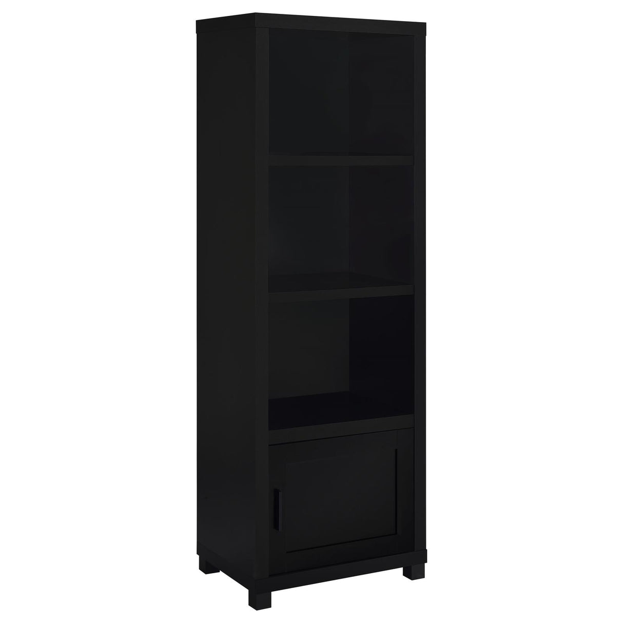 Jupiter Black 3-Shelf Media Tower Bookcase with Storage Cabinet from Coaster - Luna Furniture