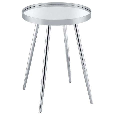 Kaelyn Round Mirror Top End Table Chrome - 708367 - Luna Furniture