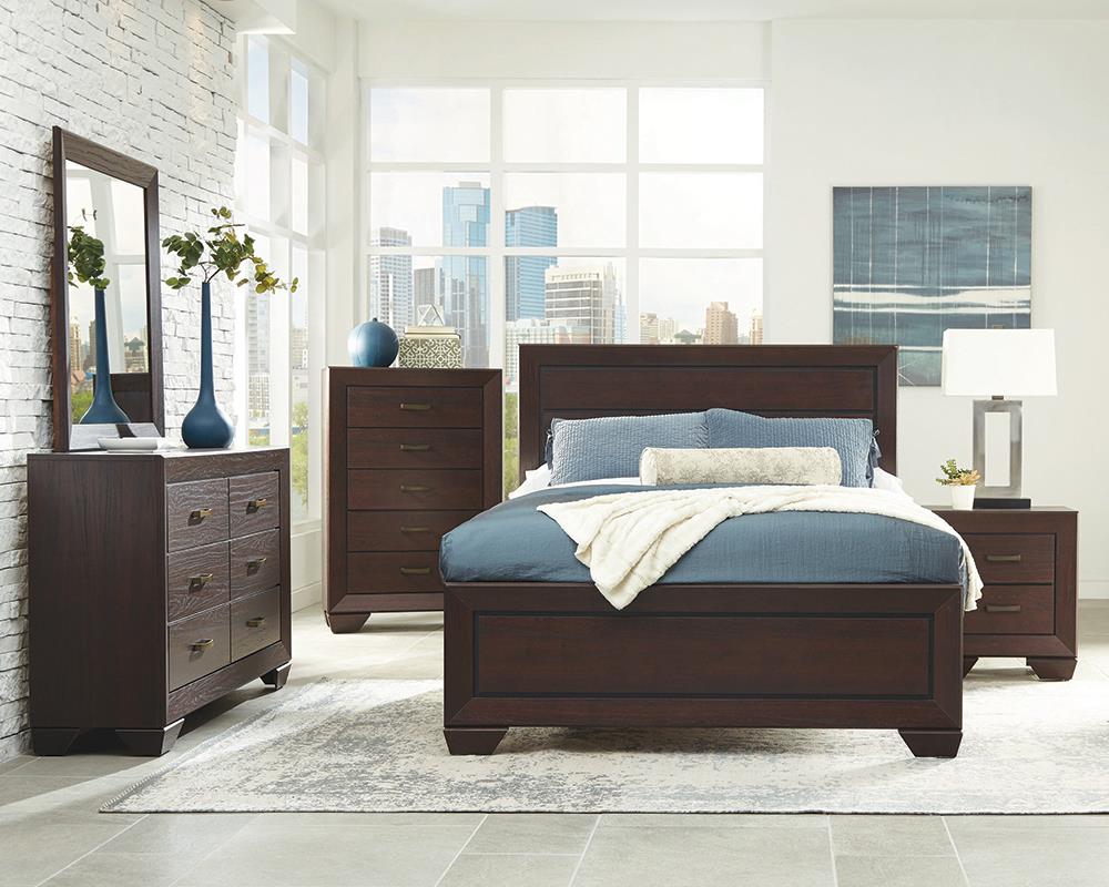 Kauffman Dark Cocoa 4-Piece California King Bedroom Set with High Straight Headboard from Coaster - Luna Furniture