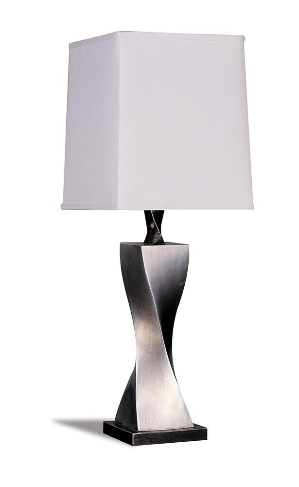 Keene White and Antique Silver Square Shade Table Lamps, Set of 2 from Coaster - Luna Furniture