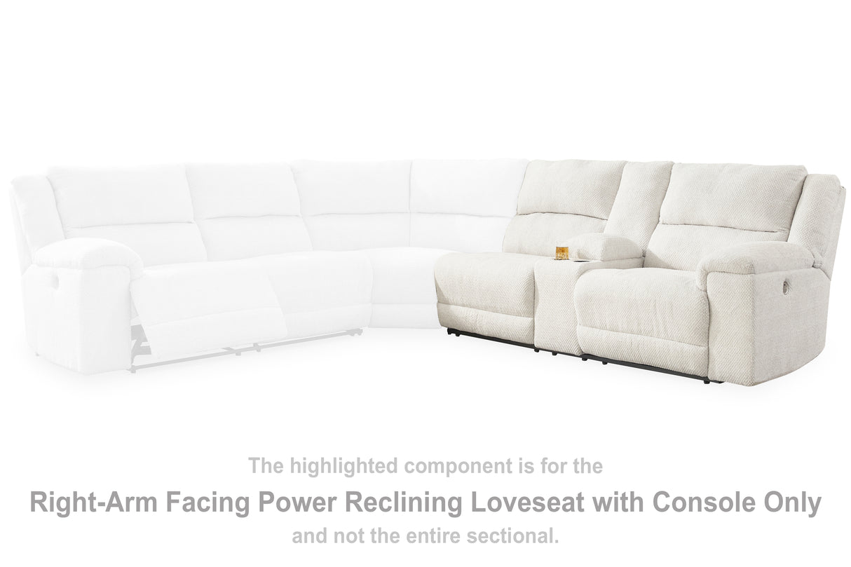 Keensburg Linen Right-Arm Facing Power Reclining Loveseat with Console from Ashley - Luna Furniture
