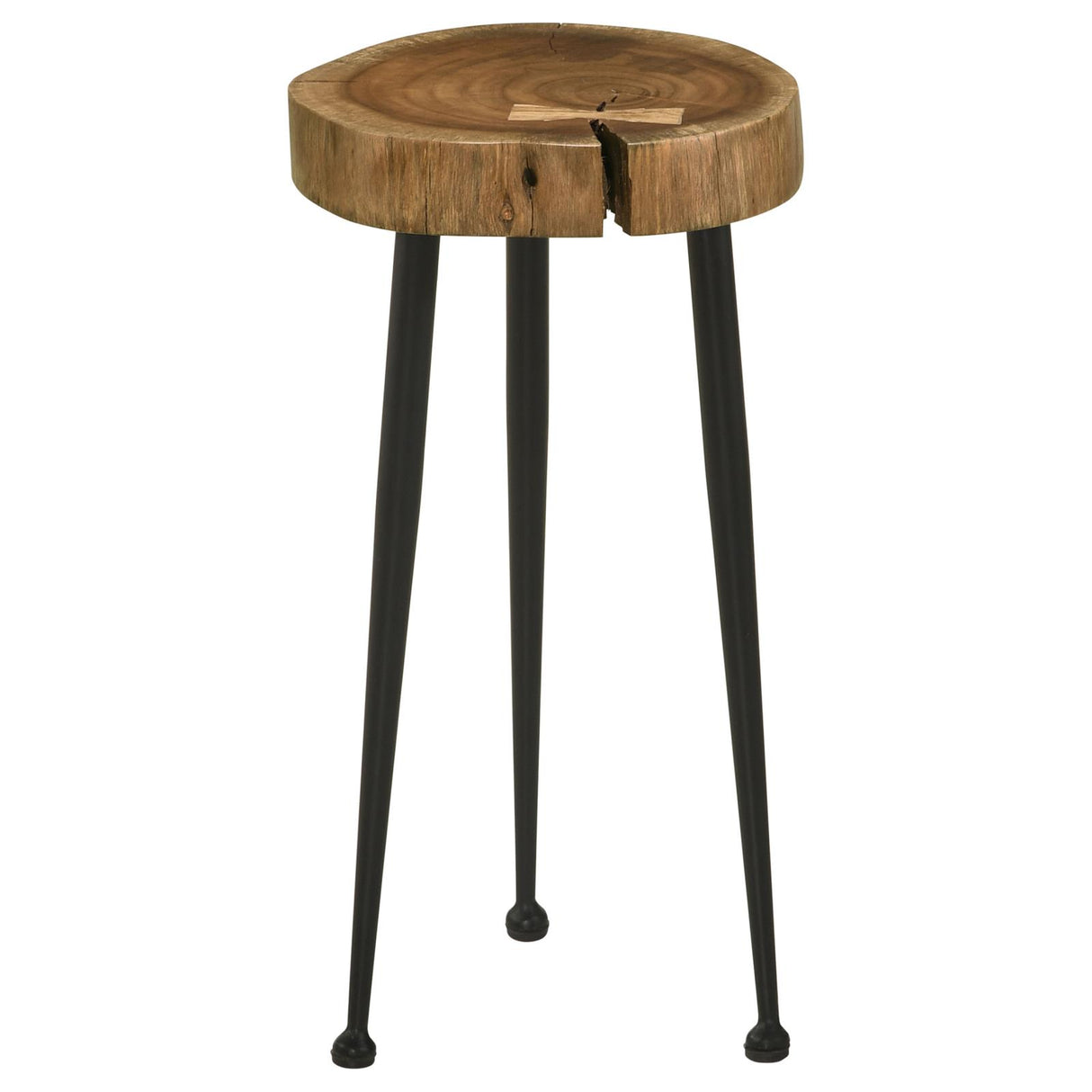 Keith Natural and Black Round Wood Top Side Table from Coaster - Luna Furniture