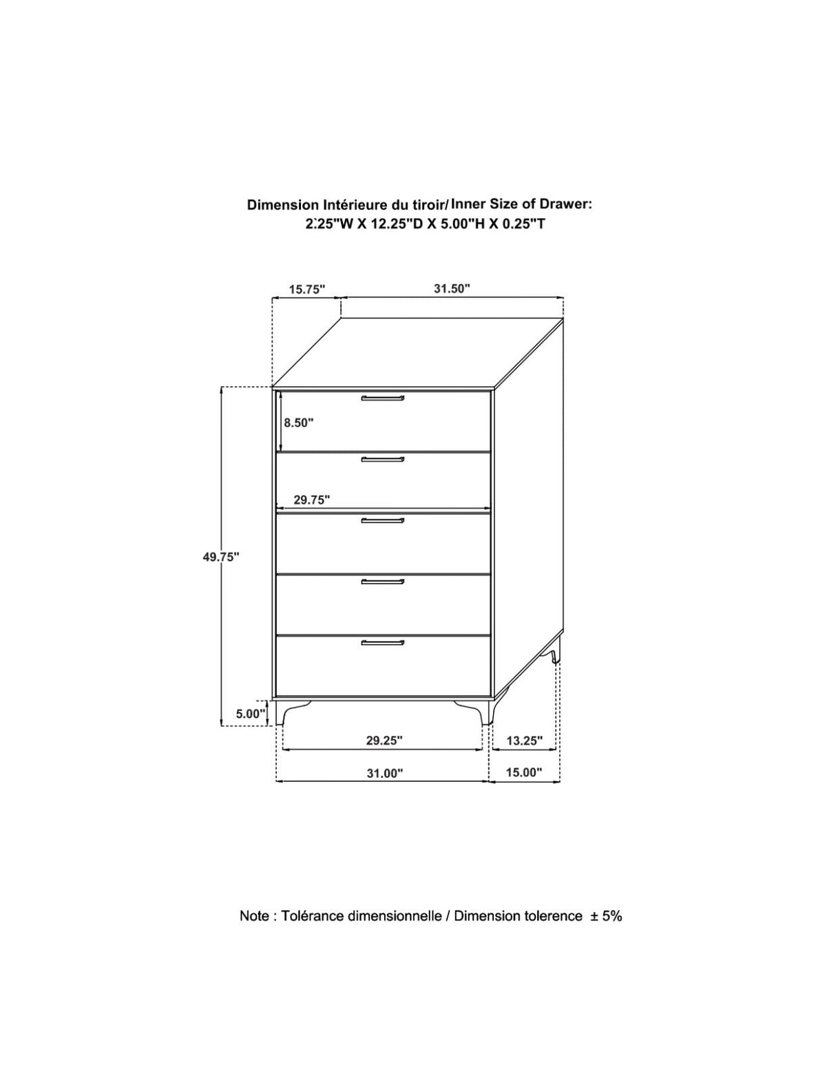 Kendall Black and Gold 5-Piece Tufted Panel California King Bedroom Set from Coaster - Luna Furniture