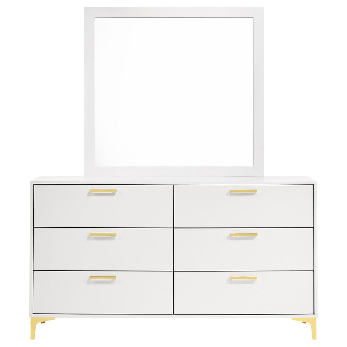 Kendall White 6-Drawer Dresser with Mirror from Coaster - Luna Furniture