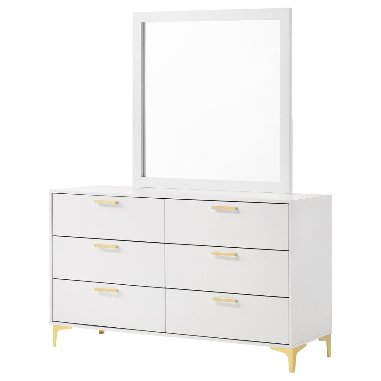 Kendall White 6-Drawer Dresser with Mirror from Coaster - Luna Furniture
