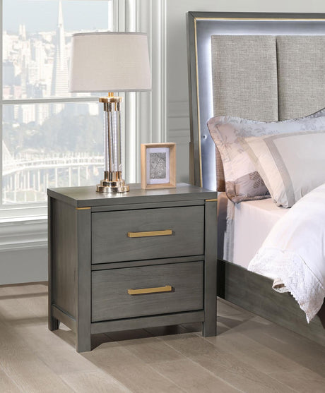 Kieran 2-drawer Nightstand Bedside Table Grey - 224742 - Luna Furniture