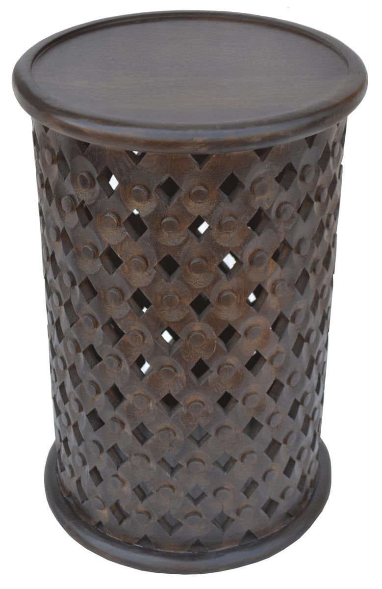 Krish 24inch Round Accent Table Dark Brown Luna Furniture