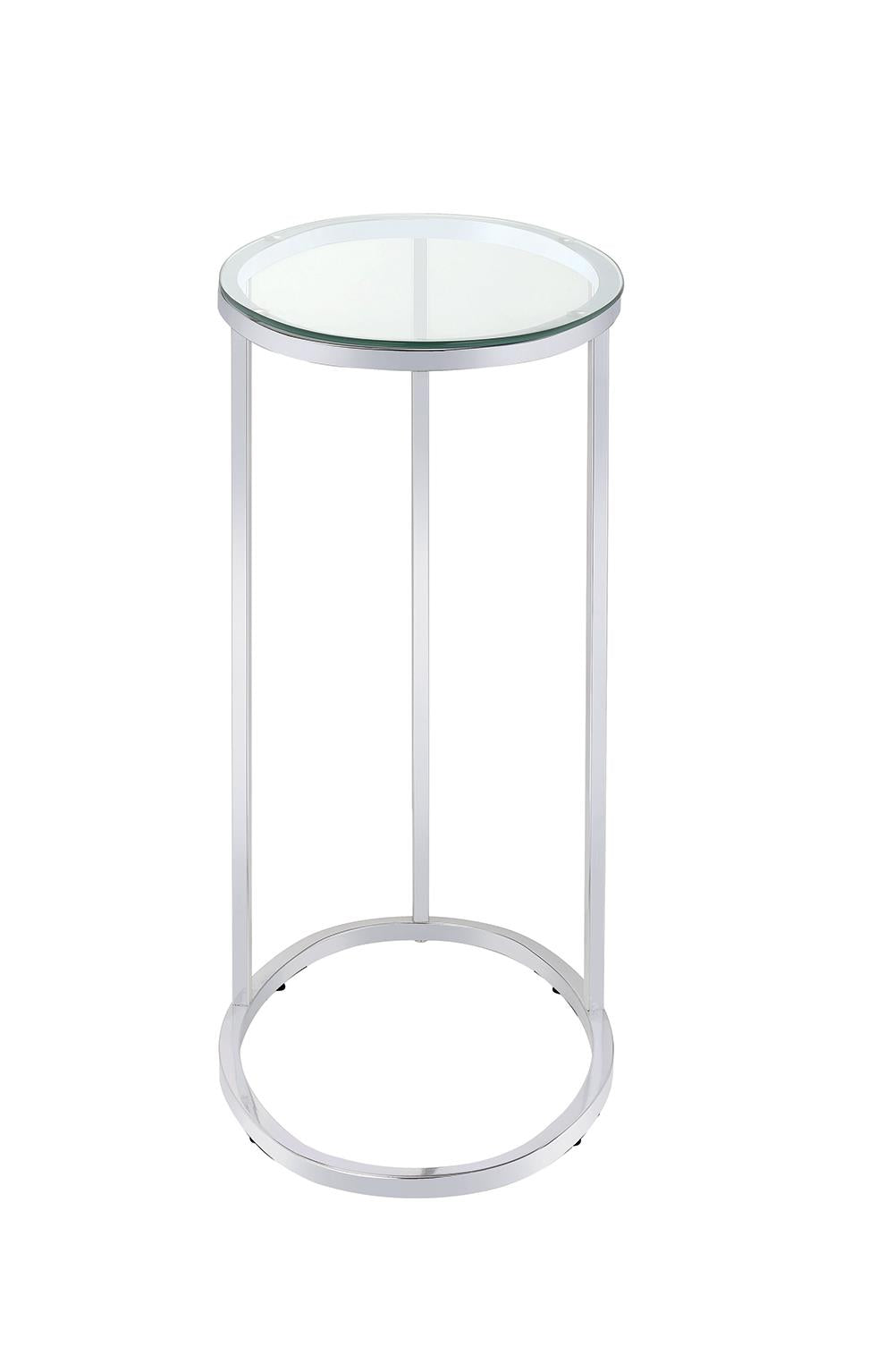 Kyle Chrome and Clear Oval Snack Table from Coaster - Luna Furniture