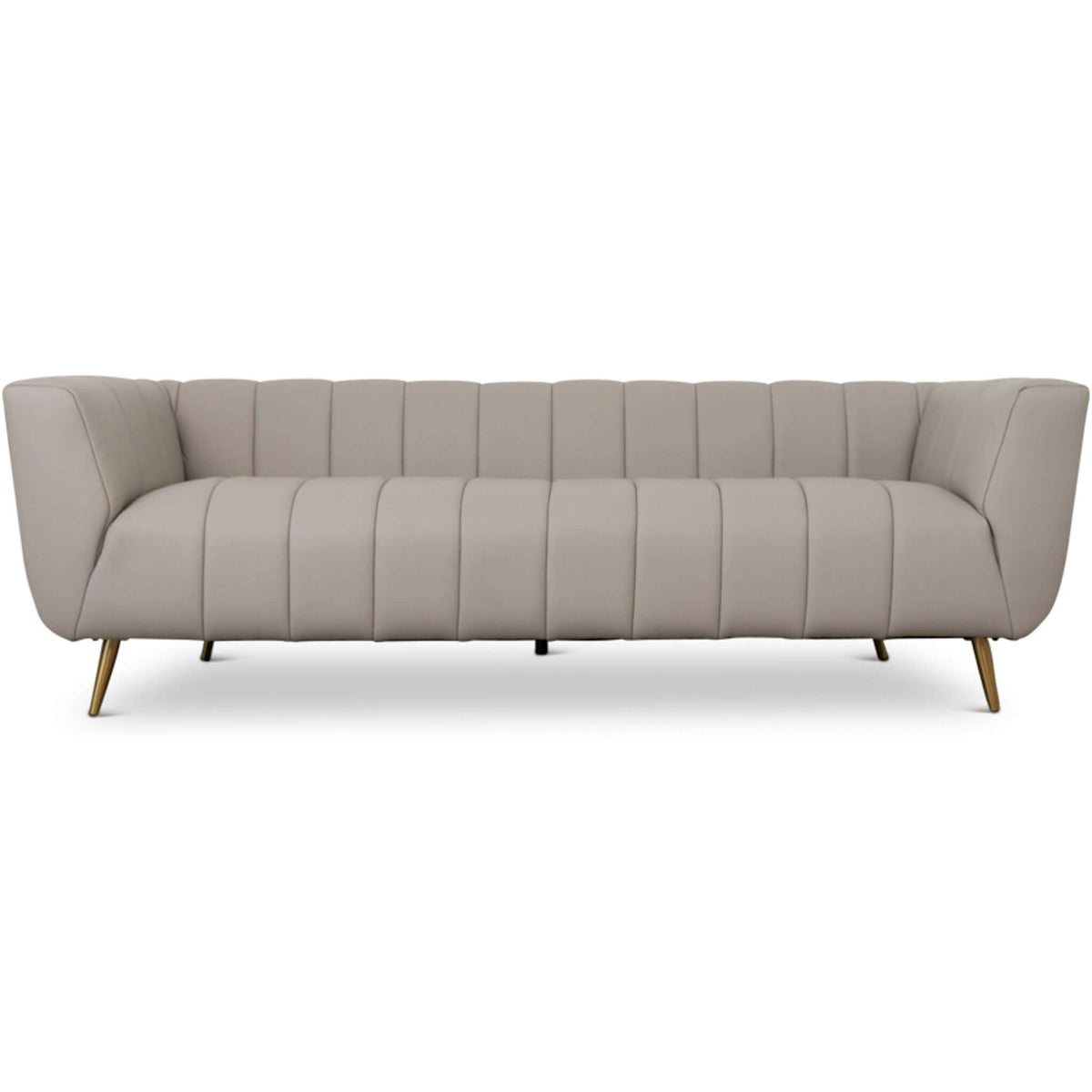 LaMattina Gray Genuine Leather Channel Tufted Sofa from Ashcroft Furniture - Luna Furniture