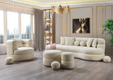 Larissa Ivory Boucle Round Ottoman - LARISSAIVORY-OTT - Luna Furniture