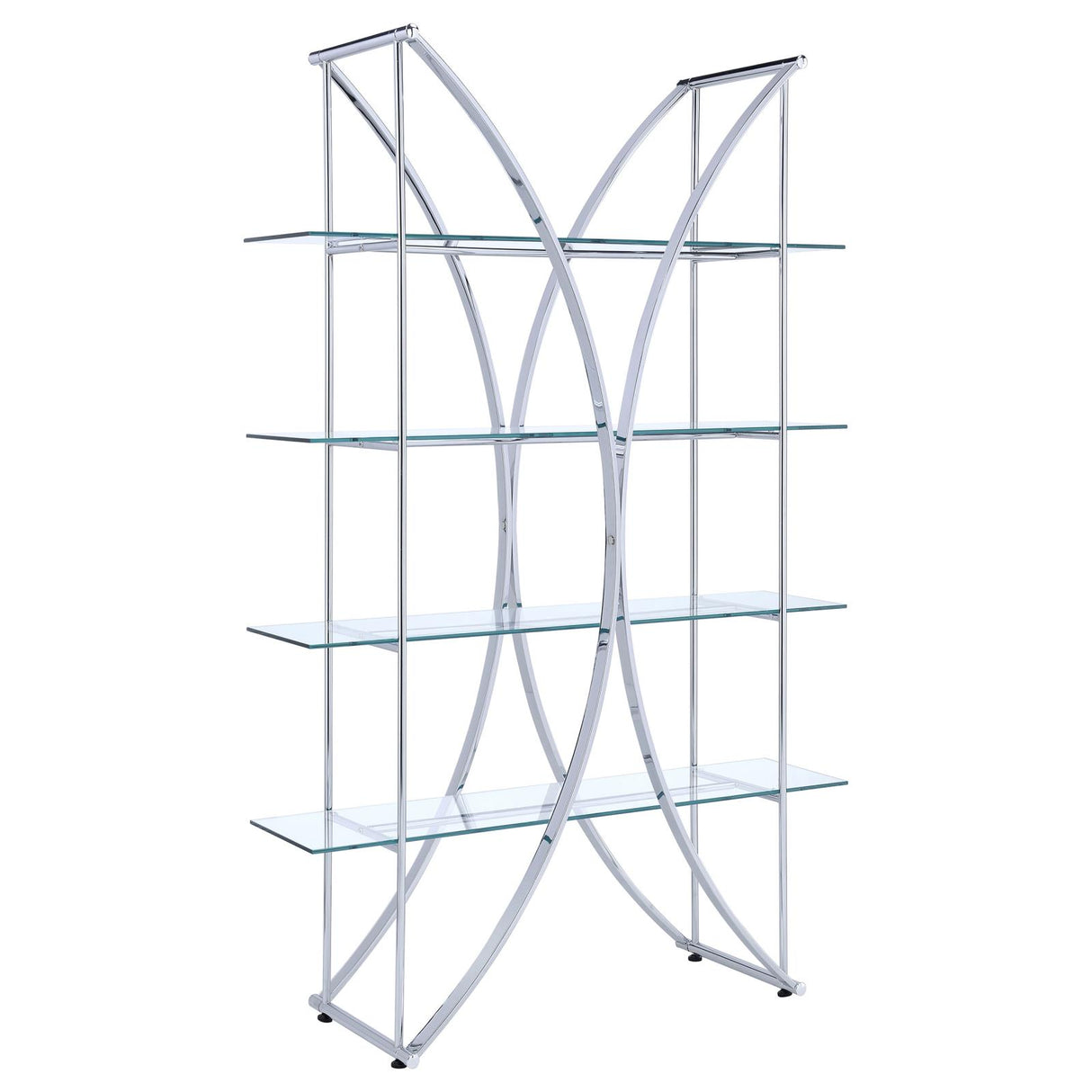 Larson Chrome and Clear 4-Tier Bookcase from Coaster - Luna Furniture