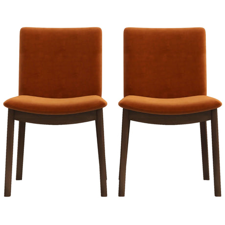 Laura Mid-Century Modern Solid Wood Dining Chair (Set of 2) Burnt Orange Velvet - AFC00123 - Luna Furniture