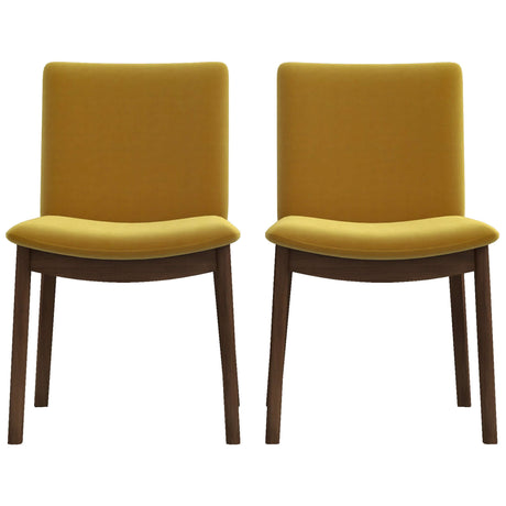 Laura Mid-Century Modern Solid Wood Dining Chair (Set of 2) Dark Yellow Velvet - AFC00136 - Luna Furniture