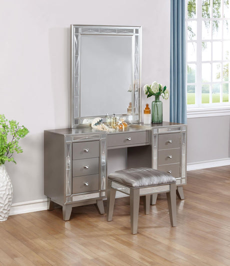 Leighton 3-piece Vanity Set Metallic Platinum - 204927-SET - Luna Furniture