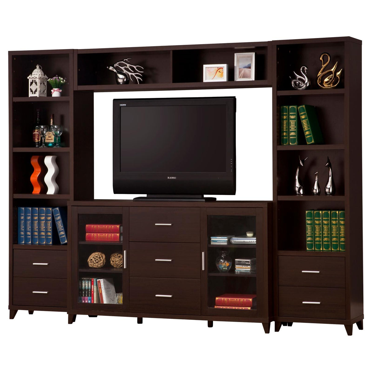 Lewes Cappuccino 4-Piece Entertainment Center from Coaster - Luna Furniture