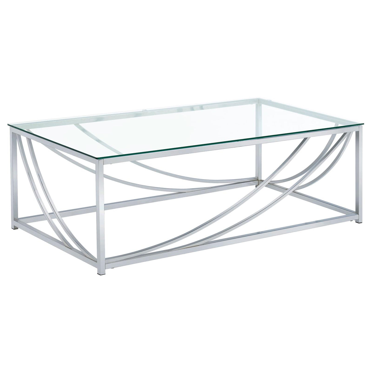 Lille Chrome Accents Glass Top Rectangular Coffee Table from Coaster - Luna Furniture