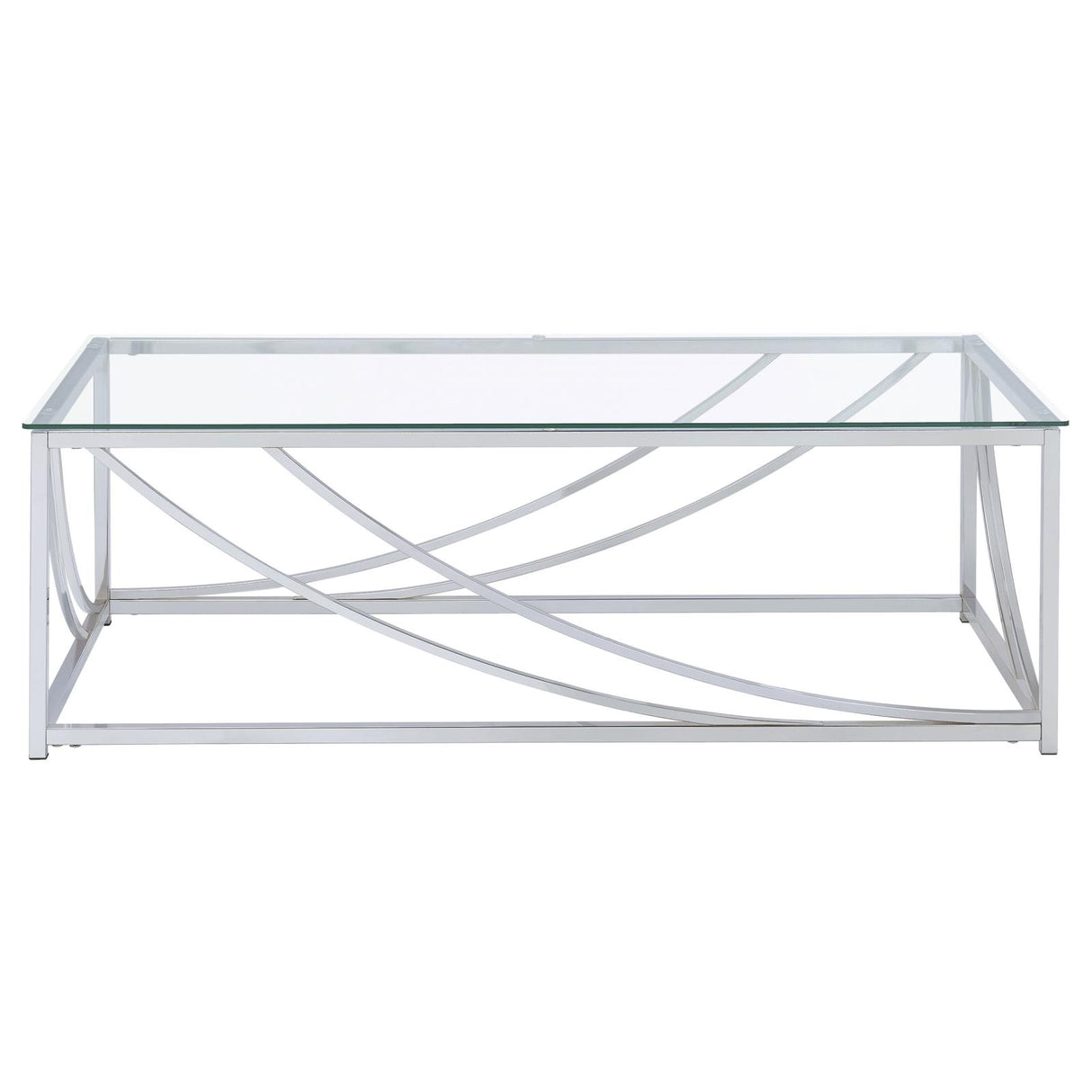 Lille Chrome Accents Glass Top Rectangular Coffee Table from Coaster - Luna Furniture