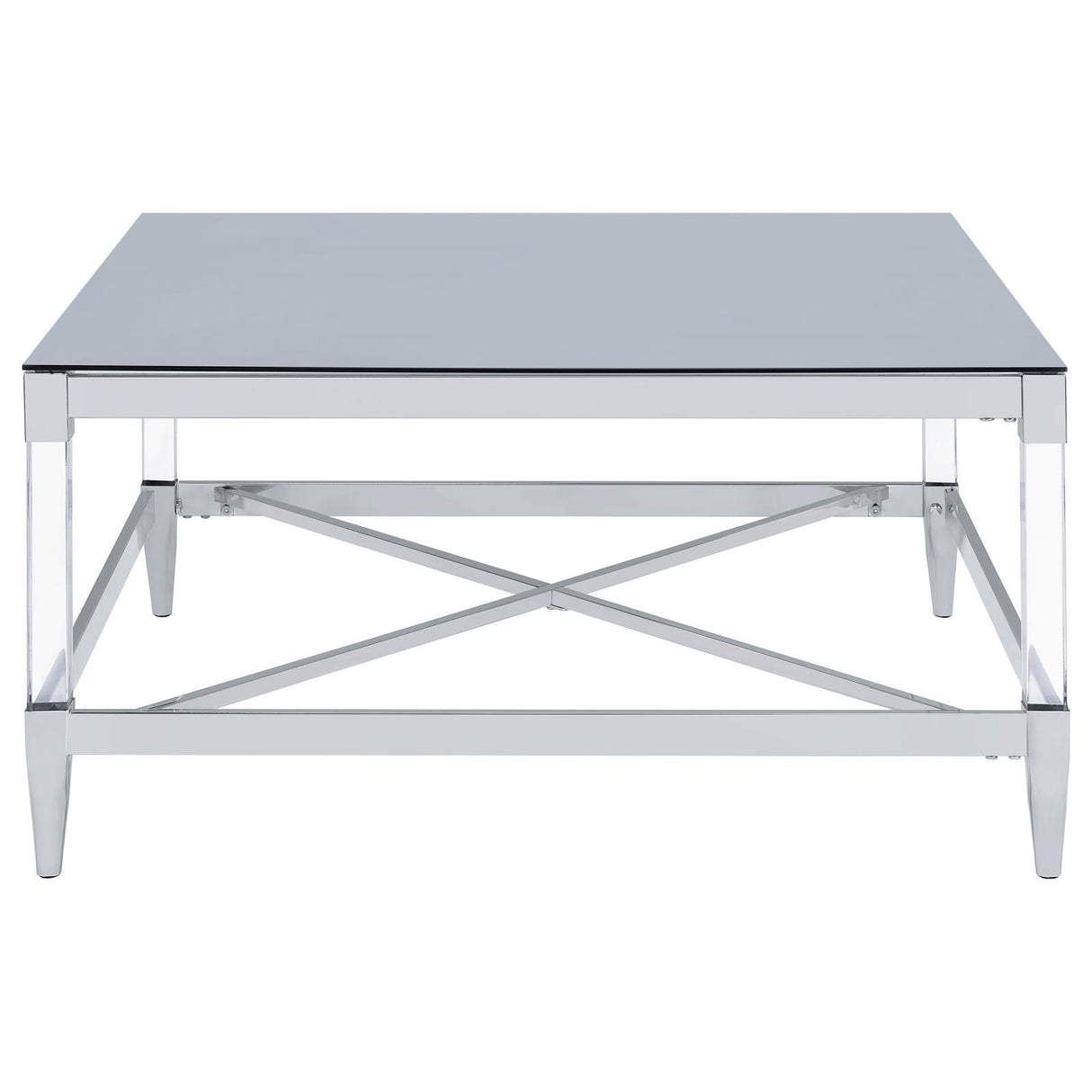 Lindley Chrome Square Coffee Table with Acrylic Legs and Tempered Mirror Top from Coaster - Luna Furniture