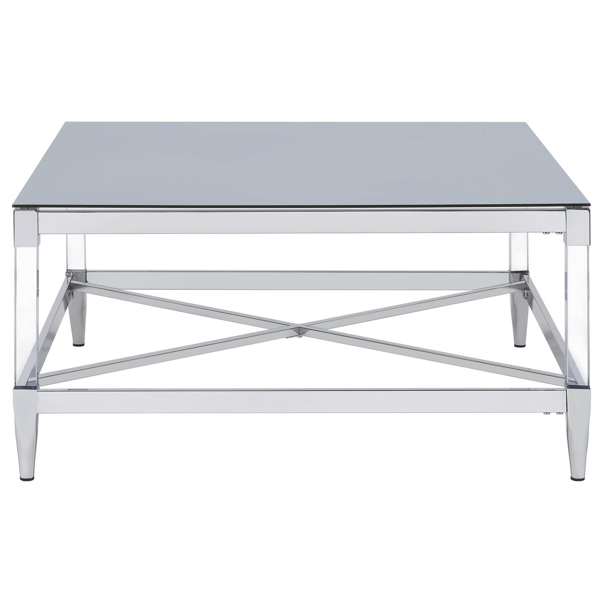 Lindley Chrome Square Coffee Table with Acrylic Legs and Tempered Mirror Top from Coaster - Luna Furniture