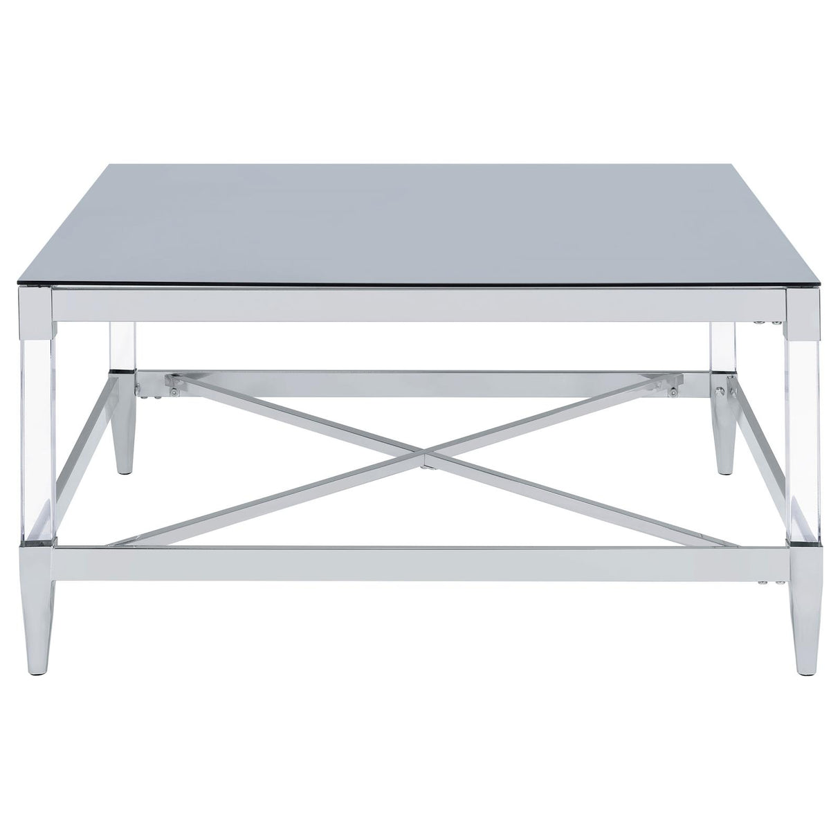 Lindley Chrome Square Coffee Table with Acrylic Legs and Tempered Mirror Top from Coaster - Luna Furniture
